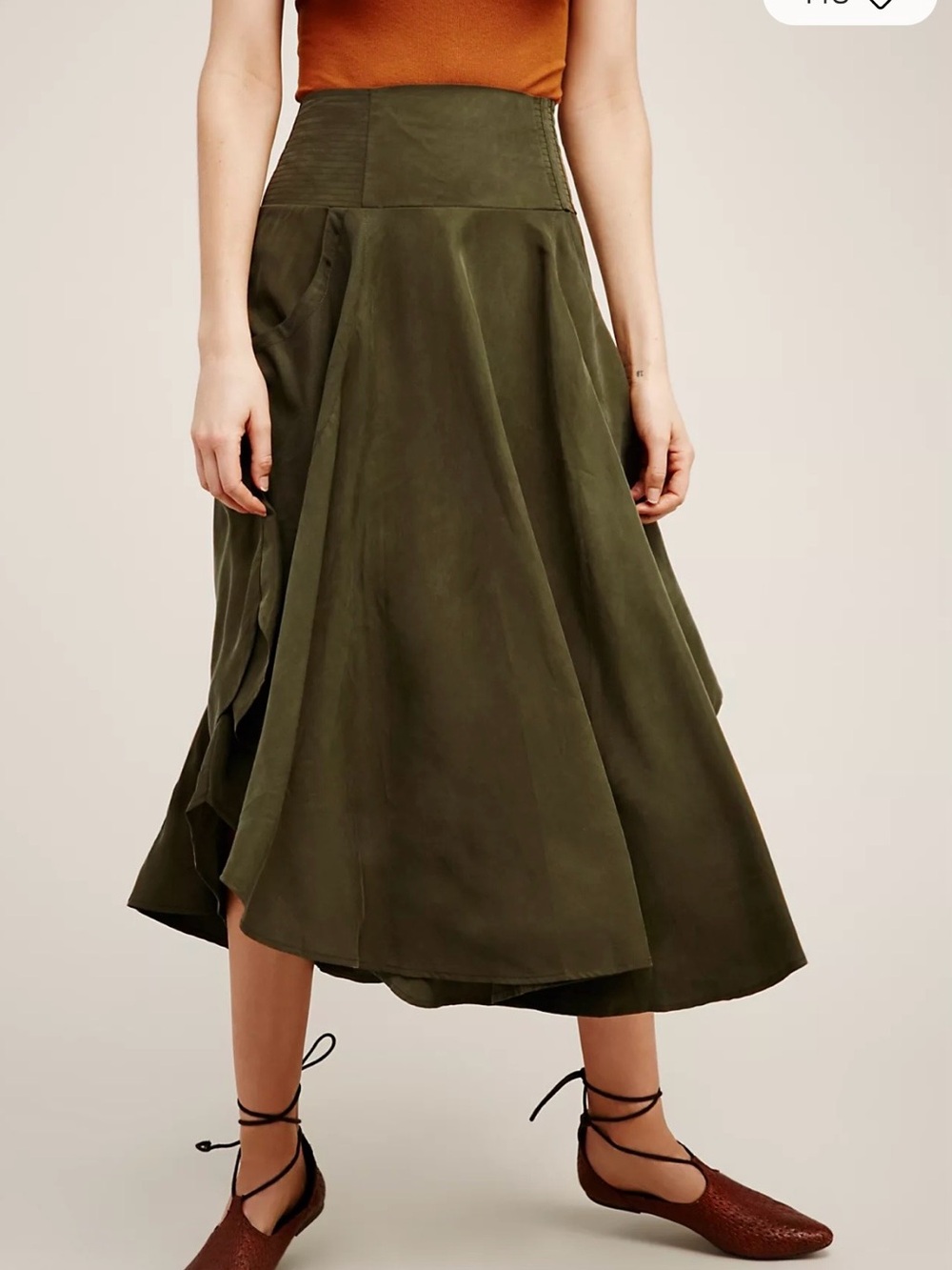 Free People Free Falling Military Green Midi Skirt - Picture 6 of 16